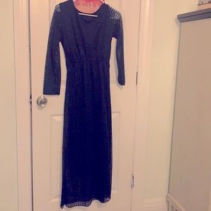 Navy blue lace maxi dress